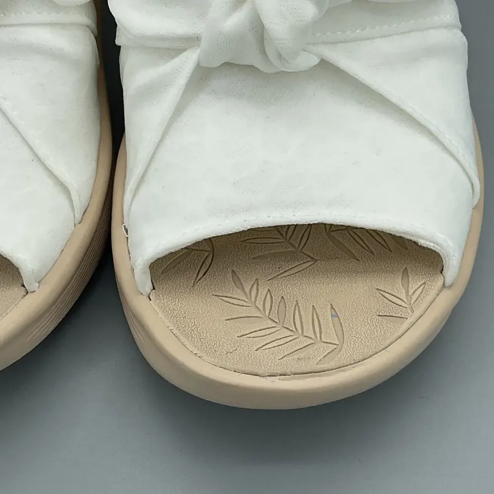 NEW Lifestride Bzees Women’s Smile Wedge Slide Sandals White Size 8.5M